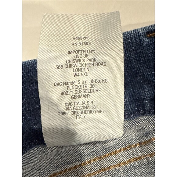 Denim & Co. Petite Indigo Easy Stretch Wide Leg Ankle Jean Size 14 Petite Belted - Picture 8 of 10